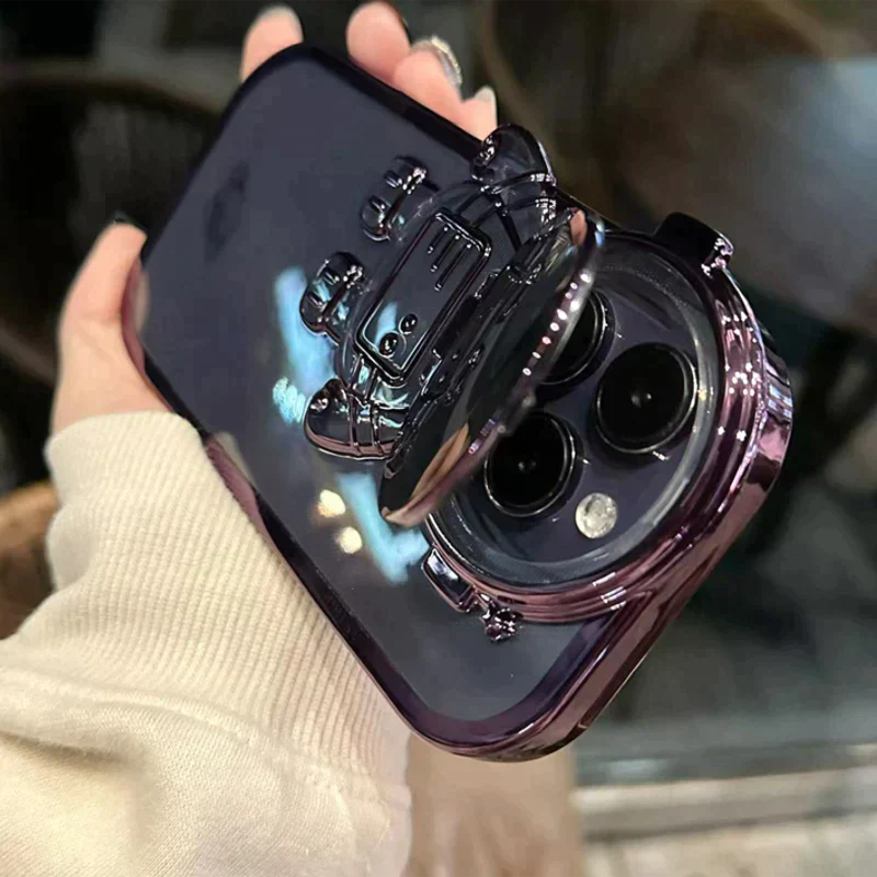 iPhone 11 Series Astronaut Lens Bracket Electroplated Phone Case