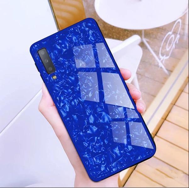 Galaxy A30s Luxury Marble Pattern Tempered Glass Case