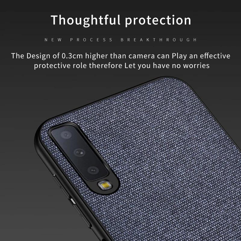 Galaxy A30s Dual Color Leather + Natural Cloth Texture Case