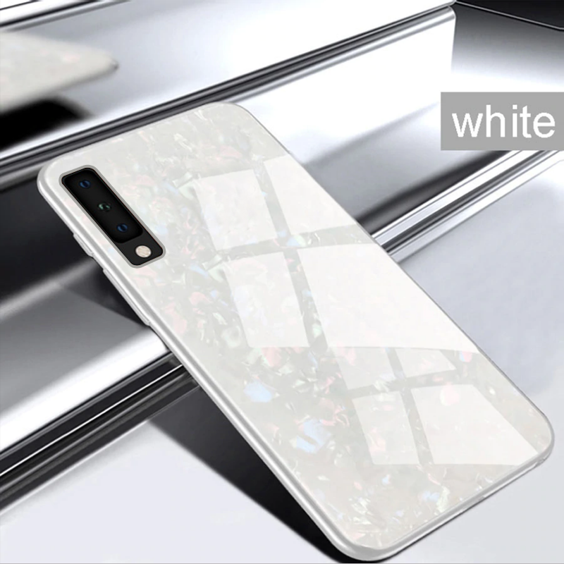 Galaxy A70 Marble Pattern Tempered Glass Case