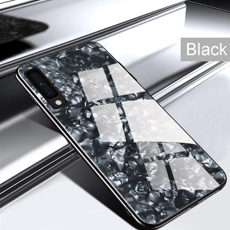 Galaxy A70 Marble Pattern Tempered Glass Case