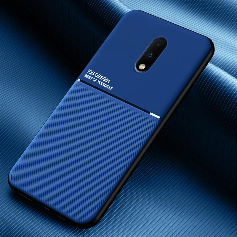 IQS Design Soft Leather Texture Case with Magnetic Car Vent For Oneplus 7 / 7 Pro