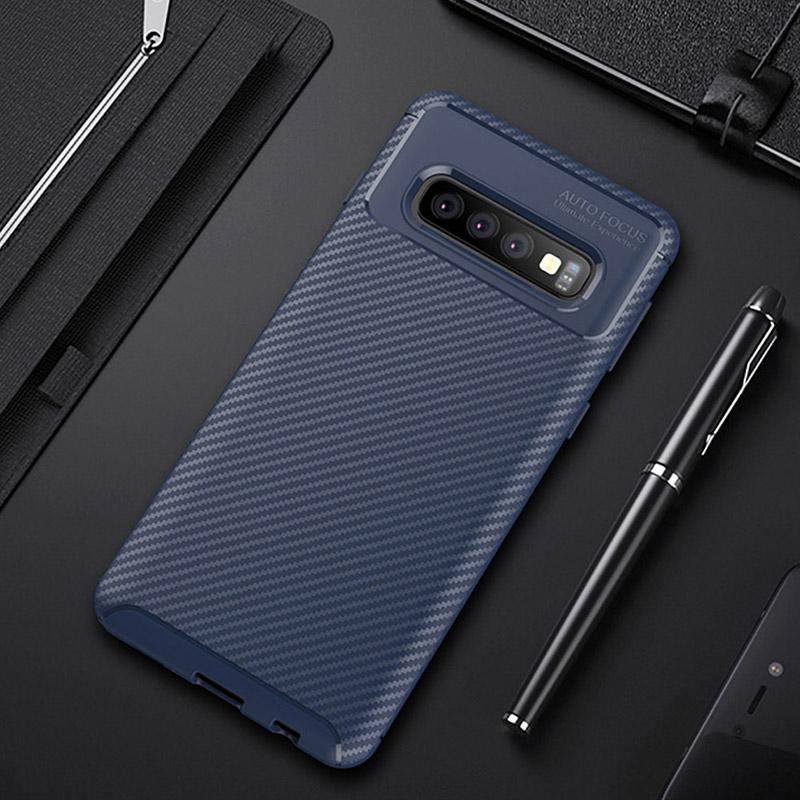 Galaxy S10 / S10 Plus Carbon Fiber Shockproof Soft Case