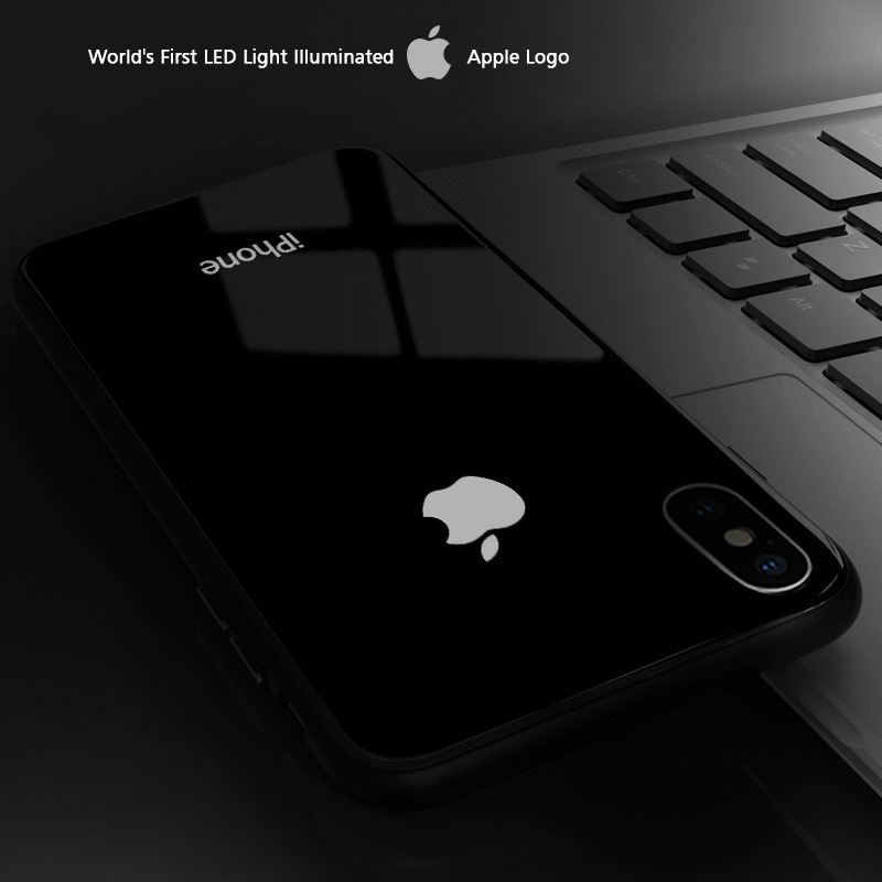 Luxury Smooth LED Light Apple Logo Case For iPhone XS