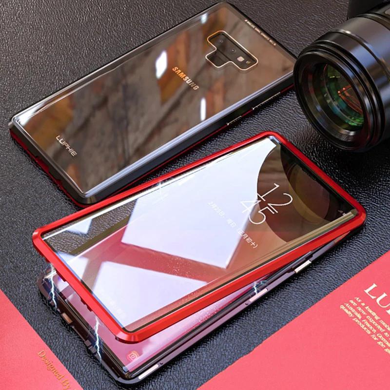 LUPHIE Double Sided Aluminum Metal Glass Case for Galaxy Note 9