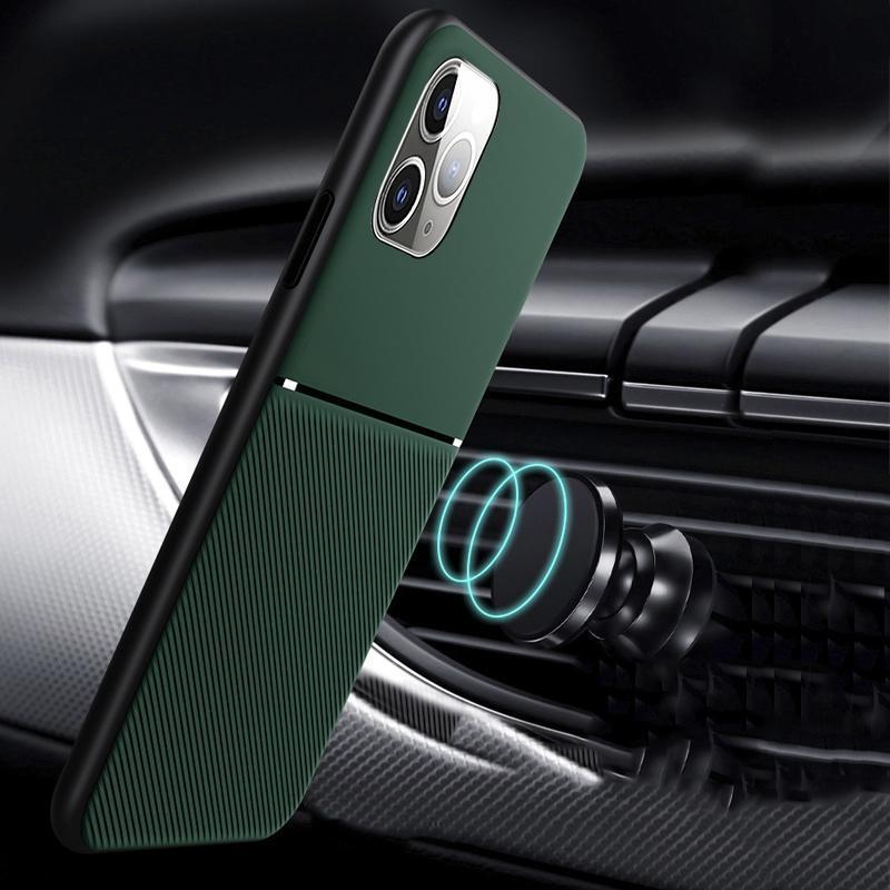 IQS Design Soft Leather Texture Case with Magnetic Car Vent For iPhone 11 Series