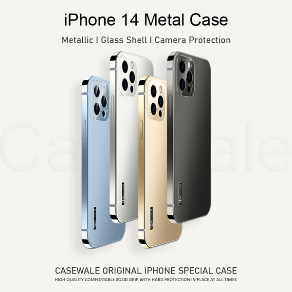 iPhone 14 Series Metal Camera Protective Shell Glass Case