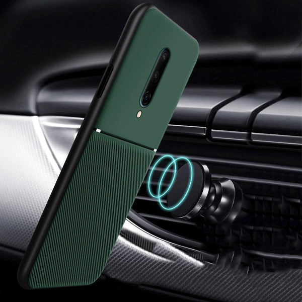 IQS Design Soft Leather Texture Case with Magnetic Car Vent For Oneplus 8 / 8 Pro