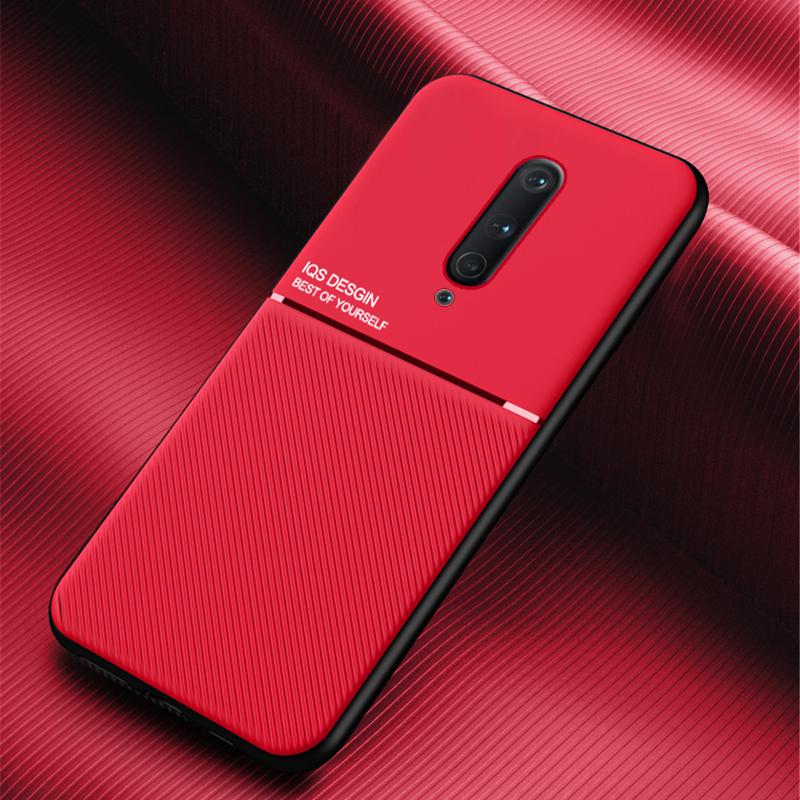 IQS Design Soft Leather Texture Case with Magnetic Car Vent For Oneplus 7 / 7 Pro