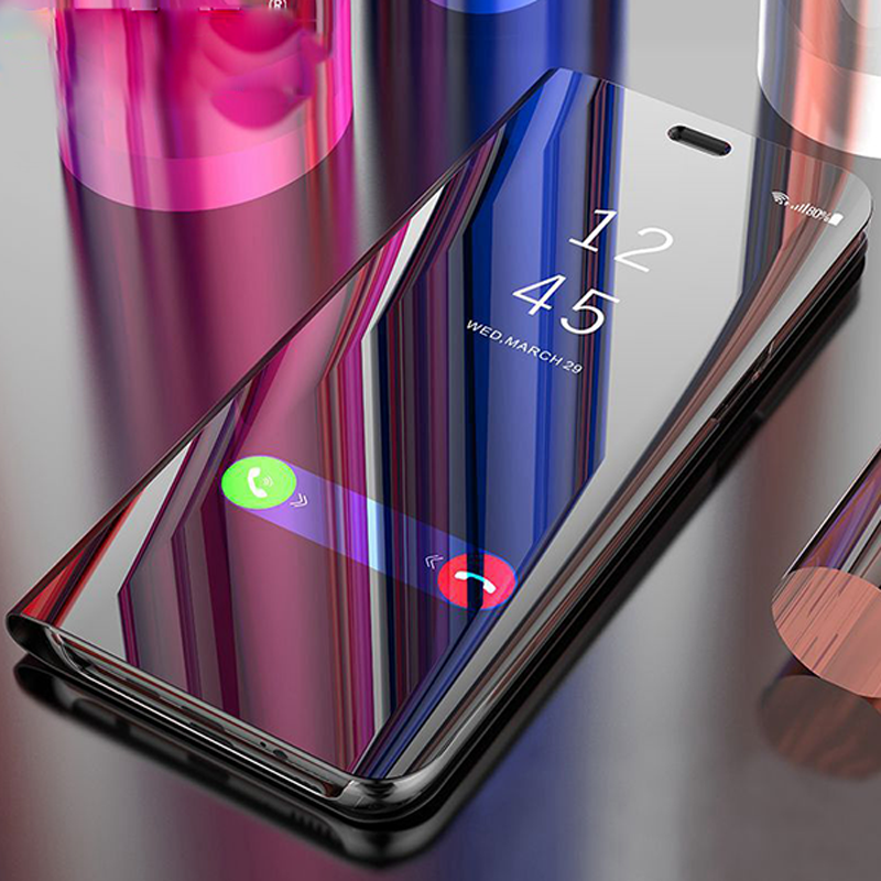 Clear View Smart Mirror Flip Case for Galaxy A7 2018 [Non-Sensor]