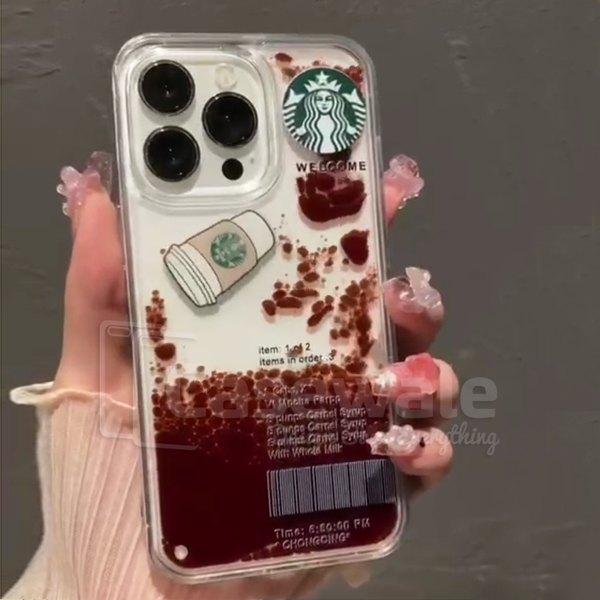 iPhone 13/14 Series Float Starbucks Shiny Flow Liquid Coffee Case